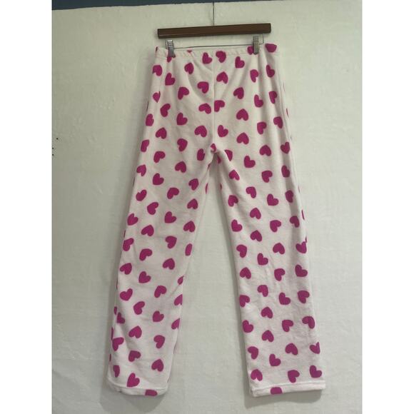 Just Love Pajama Pants Medium White Pink Hearts Elastic Waist No String Cozy - Picture 4 of 4